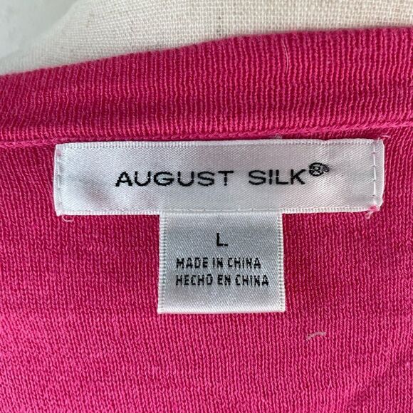 August Silk Pink Open Front Cardigan Sweater Size L EUC - Picture 5 of 6